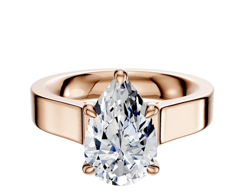 14K Rose Gold 4 Prong Hidden Halo Cathedral Flat 4.0mm Engagement Ring
