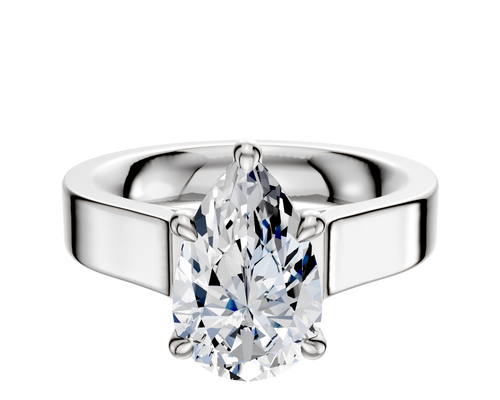 14K White Gold 4 Prong Hidden Halo Cathedral Flat 4.0mm Engagement Ring
