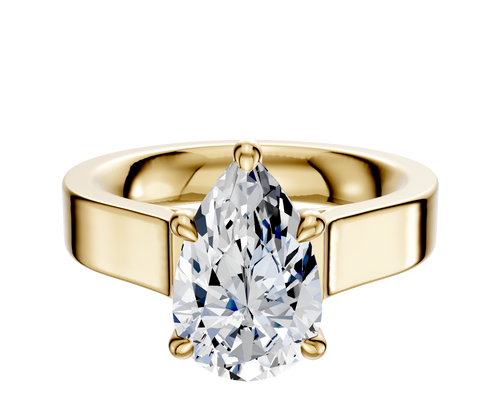18K Yellow Gold 4 Prong Hidden Halo Cathedral Flat 4.0mm Engagement Ring