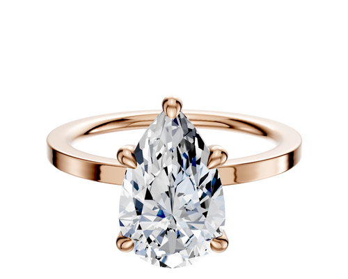 14K Rose Gold 4 Prong Hidden Halo Classic Flat 1.5mm Engagement Ring