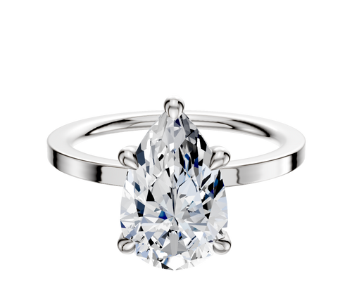 Platinum 4 Prong Hidden Halo Classic Flat 1.5mm Engagement Ring