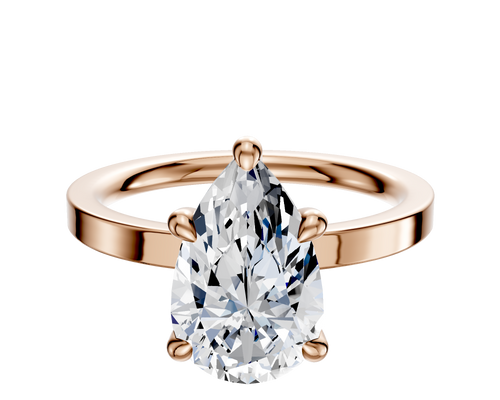 14K Rose Gold 4 Prong Hidden Halo Classic Flat 2.0mm Engagement Ring