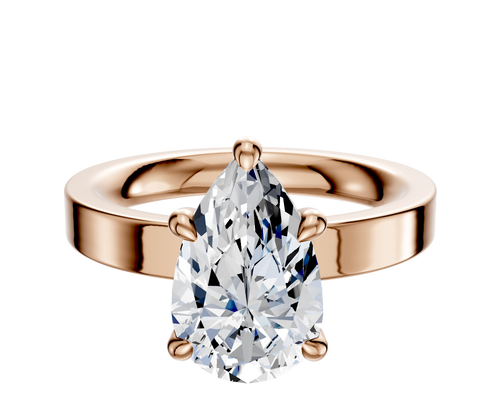 14K Rose Gold 4 Prong Hidden Halo Classic Flat 3.0mm Engagement Ring