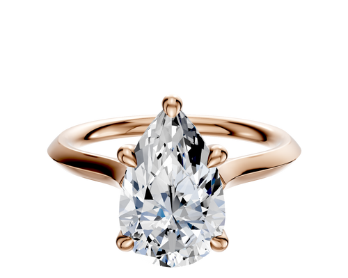 18K Rose Gold 4 Prong Hidden Halo Cathedral Knife Edge 2.0mm Engagement Ring
