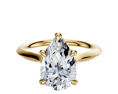 14K Yellow Gold 4 Prong Hidden Halo Cathedral Knife Edge 2.0mm Engagement Ring