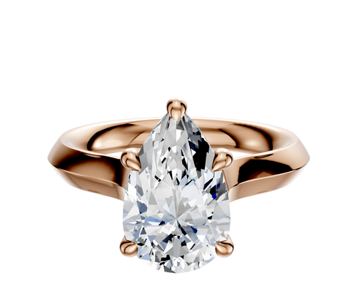 18K Rose Gold 4 Prong Hidden Halo Cathedral Knife Edge 3.0mm Engagement Ring