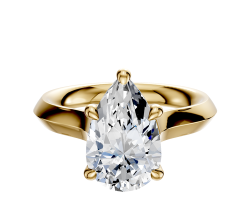 18K Yellow Gold 4 Prong Hidden Halo Cathedral Knife Edge 3.0mm Engagement Ring