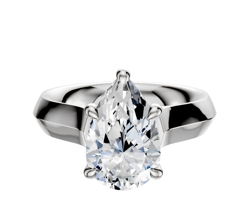 18K White Gold 4 Prong Hidden Halo Cathedral Knife Edge 4.0mm Engagement Ring