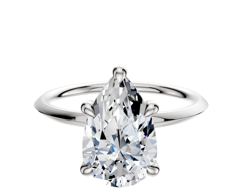 Platinum 4 Prong Hidden Halo Classic Knife Edge 1.5mm Engagement Ring