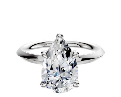18K White Gold 4 Prong Hidden Halo Classic Knife Edge 2.0mm Engagement Ring