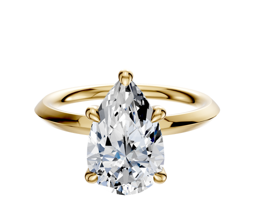 18K Yellow Gold 4 Prong Hidden Halo Classic Knife Edge 2.0mm Engagement Ring