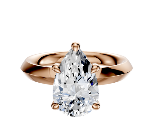 14K Rose Gold 4 Prong Hidden Halo Classic Knife Edge 3.0mm Engagement Ring