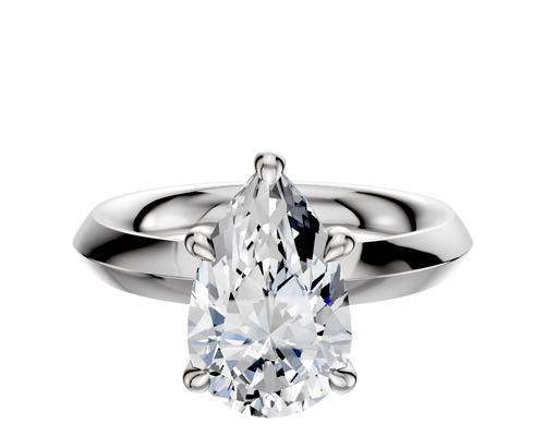18K White Gold 4 Prong Hidden Halo Classic Knife Edge 3.0mm Engagement Ring