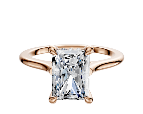 14K Rose Gold 4 Prong Hidden Halo Cathedral Dome 1.5mm Engagement Ring