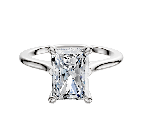 14K White Gold 4 Prong Hidden Halo Cathedral Dome 1.5mm Engagement Ring