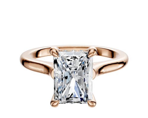 14K Rose Gold 4 Prong Hidden Halo Cathedral Dome 2.0mm Engagement Ring