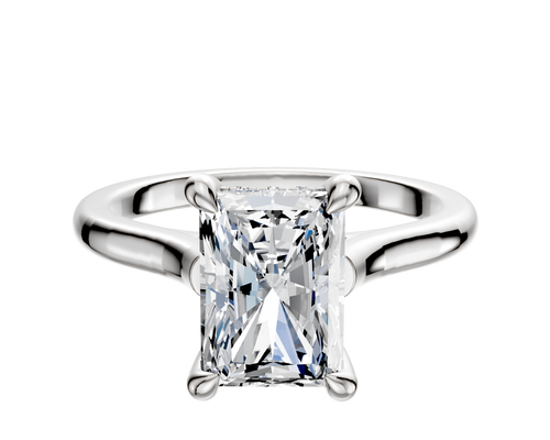 14K White Gold 4 Prong Hidden Halo Cathedral Dome 2.0mm Engagement Ring