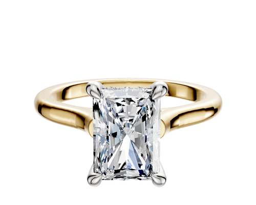 14K Two Tone 4 Prong Hidden Halo Cathedral Dome 2.0mm Engagement Ring