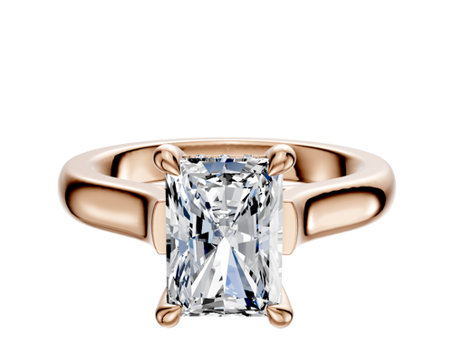 14K Rose Gold 4 Prong Hidden Halo Cathedral Dome 3.0mm Engagement Ring