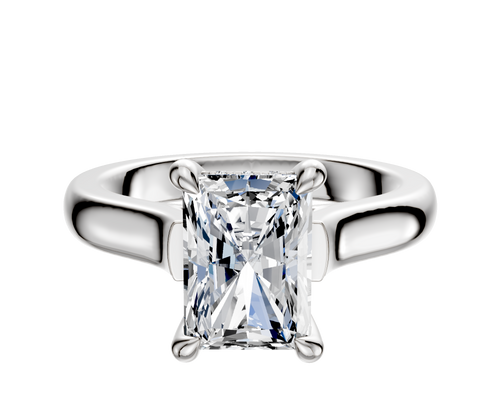 14K White Gold 4 Prong Hidden Halo Cathedral Dome 3.0mm Engagement Ring