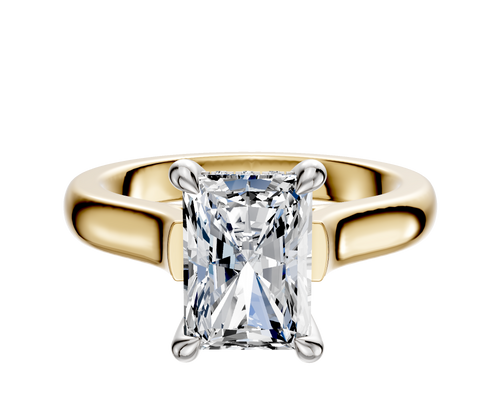 14K Two Tone 4 Prong Hidden Halo Cathedral Dome 3.0mm Engagement Ring