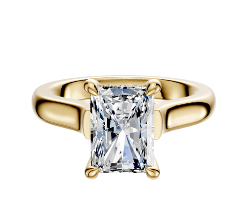 14K Yellow Gold 4 Prong Hidden Halo Cathedral Dome 3.0mm Engagement Ring