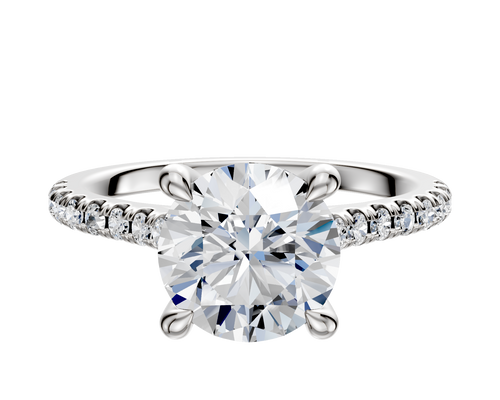 Platinum 4 Prong Hidden Halo Cathedral Dome 1-Row-Pave 2.5mm Engagement Ring