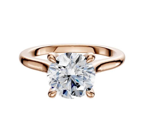 18K Rose Gold 4 Prong Hidden Halo Cathedral Dome 2.0mm Engagement Ring