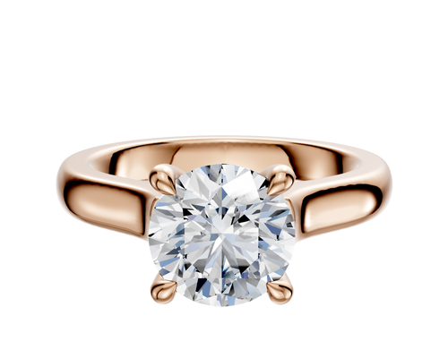 14K Rose Gold 4 Prong Hidden Halo Cathedral Dome 3.0mm Engagement Ring