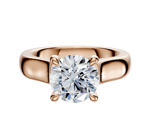 18K Rose Gold 4 Prong Hidden Halo Cathedral Dome 4.0mm Engagement Ring