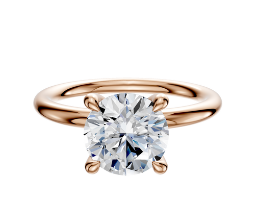 14K Rose Gold 4 Prong Hidden Halo Classic Dome 2.0mm Engagement Ring