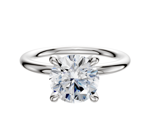 Platinum 4 Prong Hidden Halo Classic Dome 2.0mm Engagement Ring