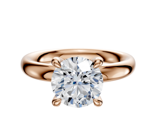 14K Rose Gold 4 Prong Hidden Halo Classic Dome 3.0mm Engagement Ring