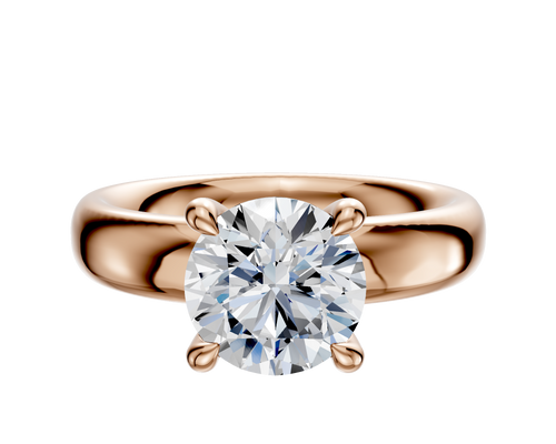18K Rose Gold 4 Prong Hidden Halo Classic Dome 4.0mm Engagement Ring