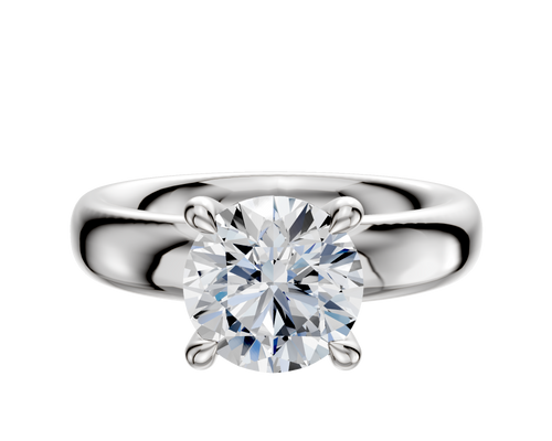 18K White Gold 4 Prong Hidden Halo Classic Dome 4.0mm Engagement Ring