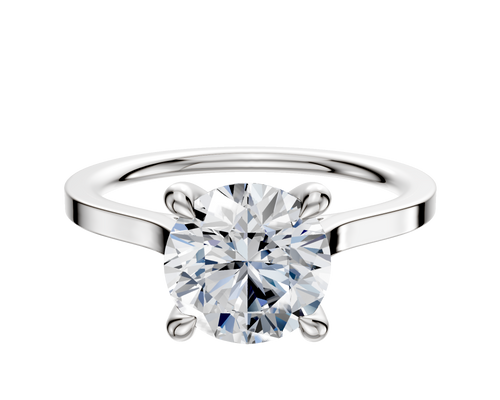 18K White Gold 4 Prong Hidden Halo Cathedral Flat 1.5mm Engagement Ring