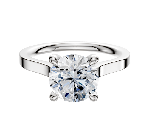 18K White Gold 4 Prong Hidden Halo Cathedral Flat 2.0mm Engagement Ring
