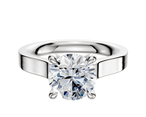 Platinum 4 Prong Hidden Halo Cathedral Flat 3.0mm Engagement Ring