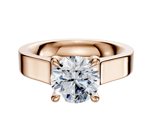 14K Rose Gold 4 Prong Hidden Halo Cathedral Flat 4.0mm Engagement Ring