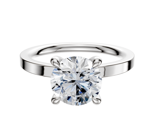 Platinum 4 Prong Hidden Halo Classic Flat 2.0mm Engagement Ring