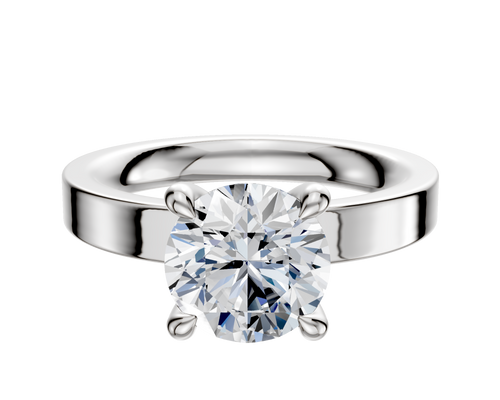 Platinum 4 Prong Hidden Halo Classic Flat 3.0mm Engagement Ring