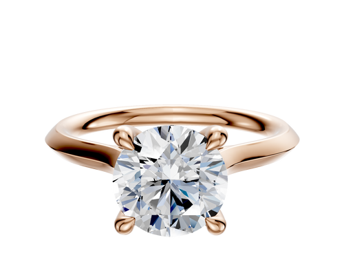 14K Rose Gold 4 Prong Hidden Halo Cathedral Knife Edge 2.0mm Engagement Ring
