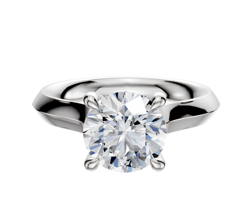 18K White Gold 4 Prong Hidden Halo Cathedral Knife Edge 3.0mm Engagement Ring