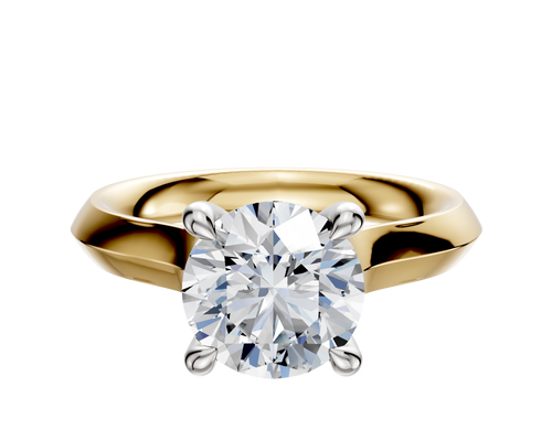14K Two Tone 4 Prong Hidden Halo Cathedral Knife Edge 3.0mm Engagement Ring