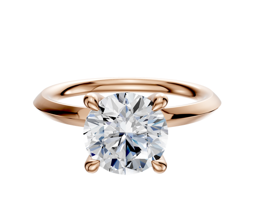 18K Rose Gold 4 Prong Hidden Halo Classic Knife Edge 2.0mm Engagement Ring