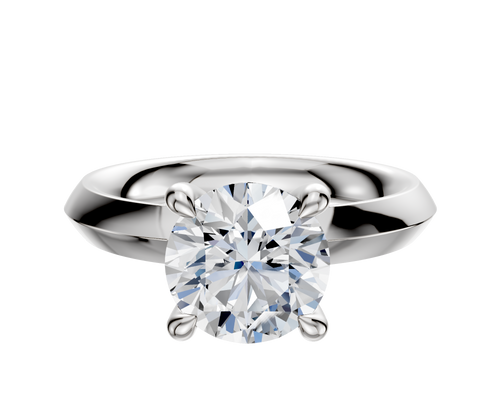 18K White Gold 4 Prong Hidden Halo Classic Knife Edge 3.0mm Engagement Ring