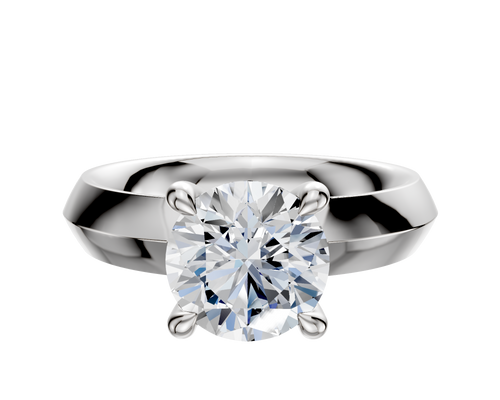 Platinum 4 Prong Hidden Halo Classic Knife Edge 4.0mm Engagement Ring