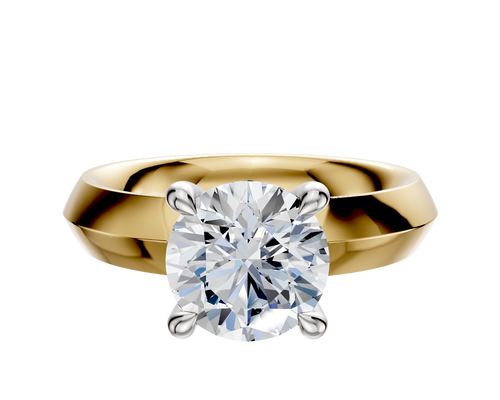18K Two Tone 4 Prong Hidden Halo Classic Knife Edge 4.0mm Engagement Ring