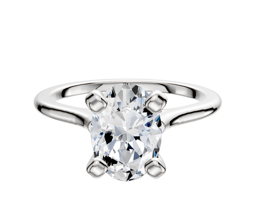 14K White Gold 4 Prong Cathedral Dome 1.5mm Engagement Ring