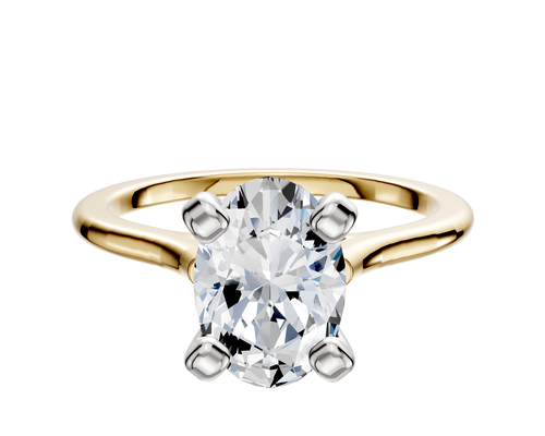 14K Two Tone 4 Prong Cathedral Dome 1.5mm Engagement Ring